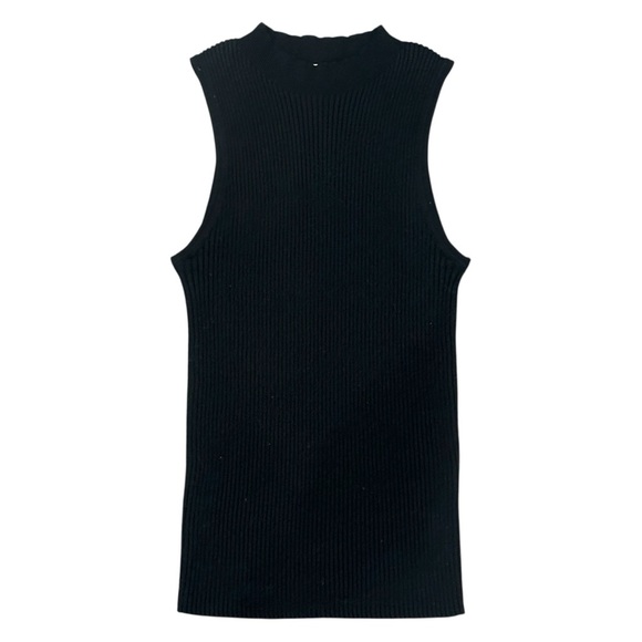 Michael Stars Kara Ribbed Mock Neck Sleeveless Knit Tank Black Womens Small $128 - Picture 3 of 6